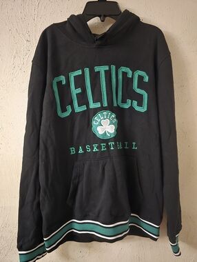 NBA Black Hoodie with Green Appliqué Lettering